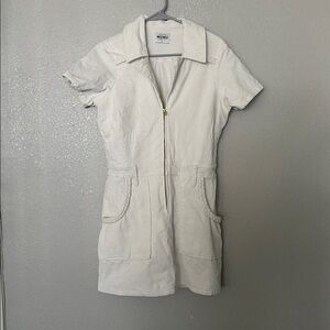 Show Me Your Mumu Pearly White Denim Short Sleeve Mini Dress